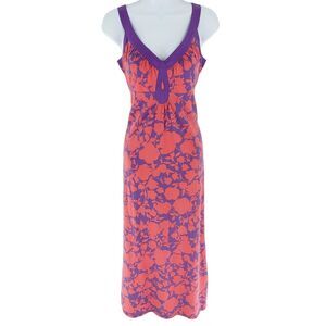 Boden Dress Womens 6 Pink Purple Maxi Floral Sleeveless Jersey Knit Stretch Boho